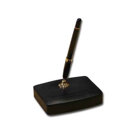 Dacasso A1025 Black Leather Single Pen Stand - Gold Trim